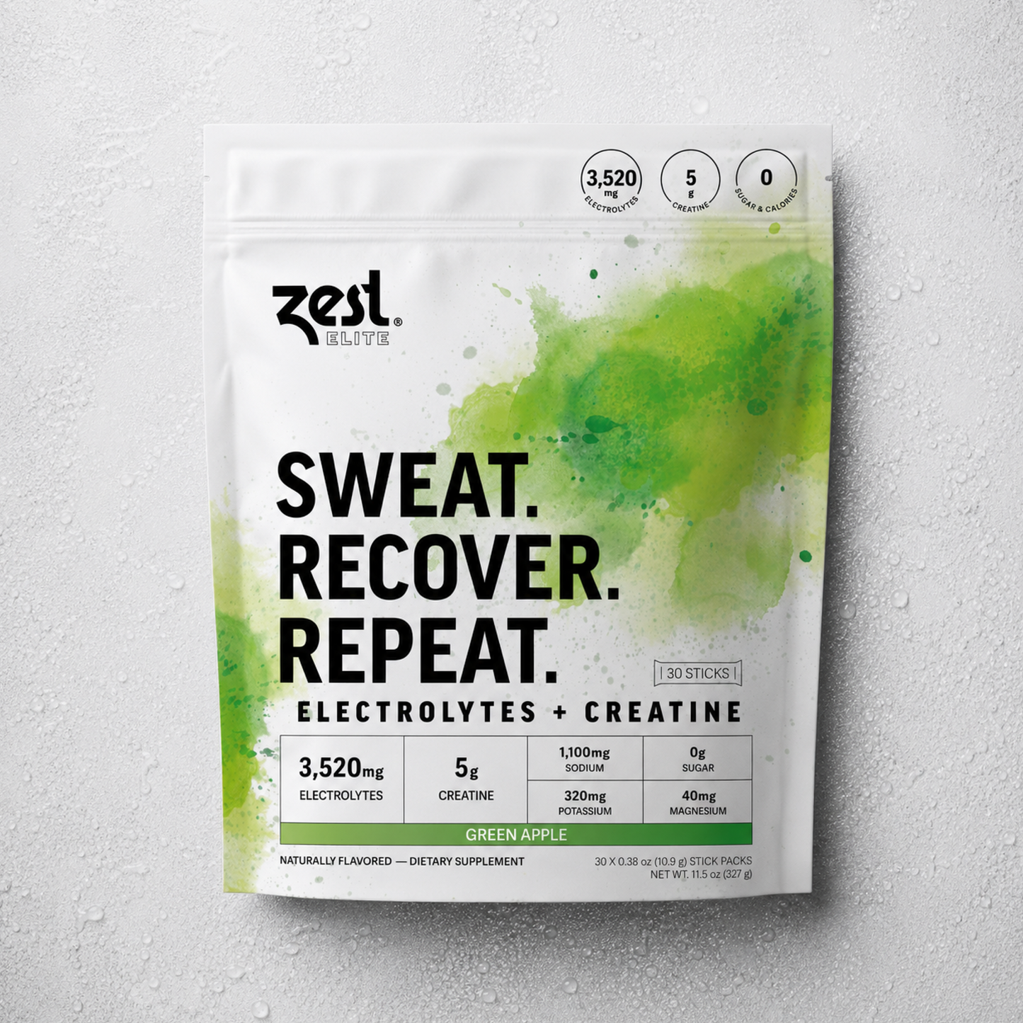 Elite Powder with Creatine - Green Apple (3-Pack)
