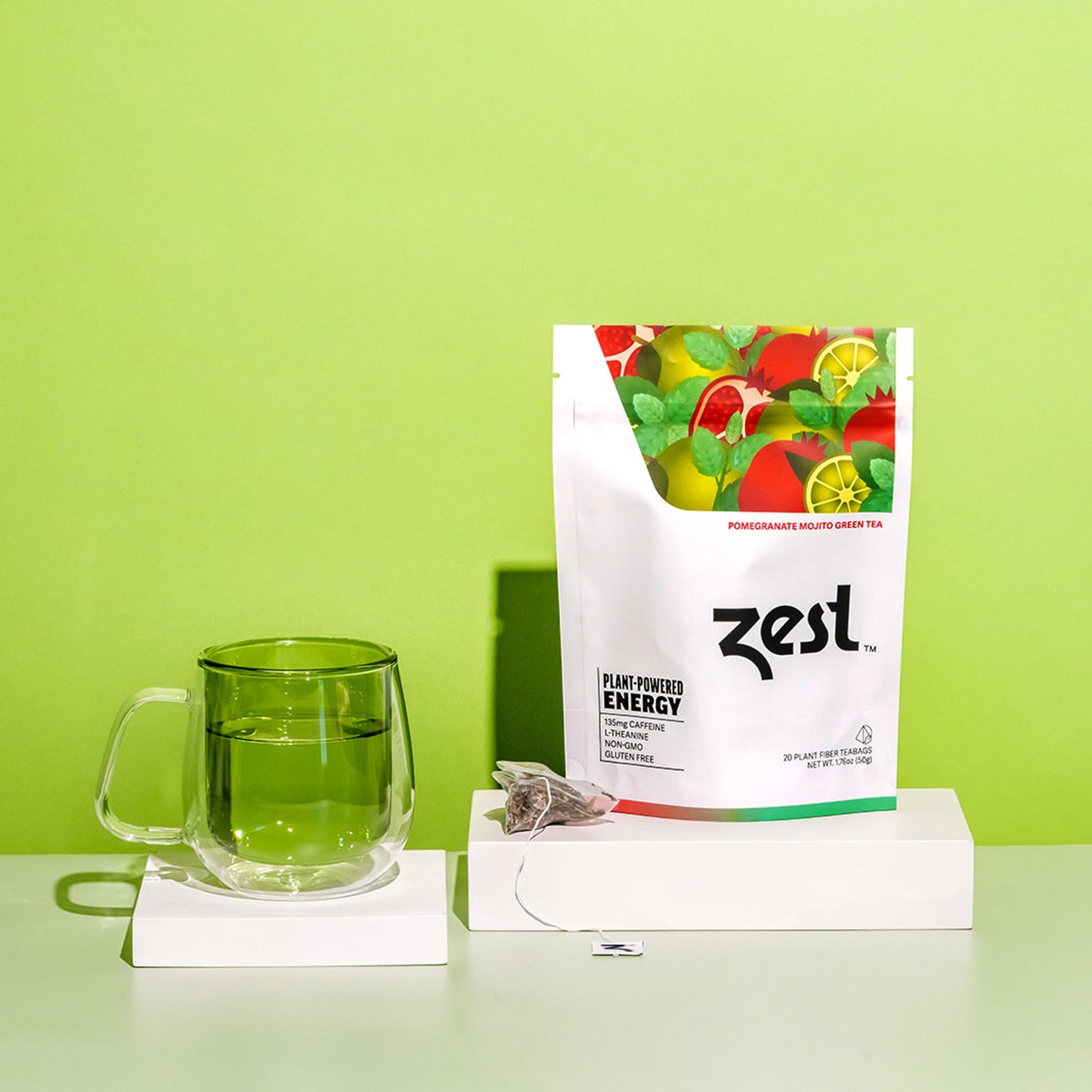 Zest Pomegranate Mojito Plant-Powered Energy - High Caffeine Tea Bags