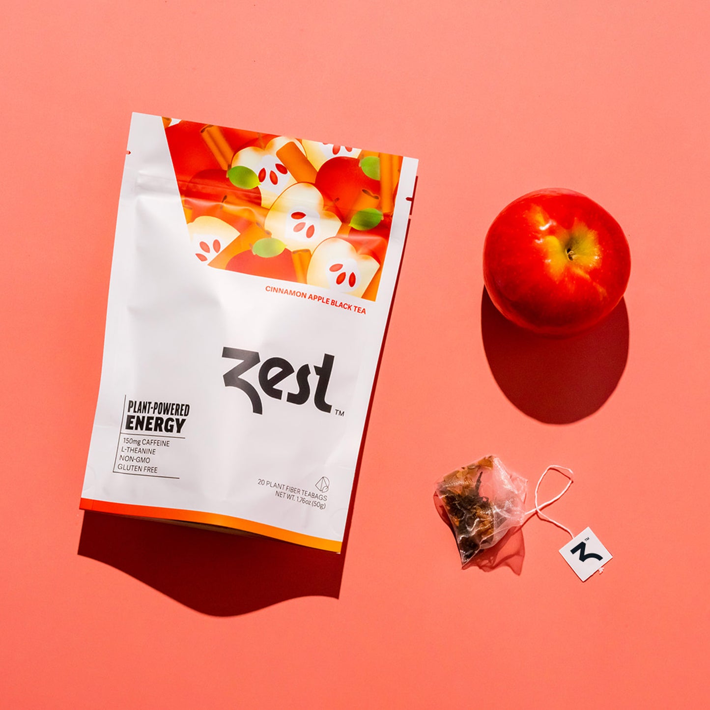Zest Cinnamon Apple Plant-Powered Energy - High Caffeine Tea Bags
