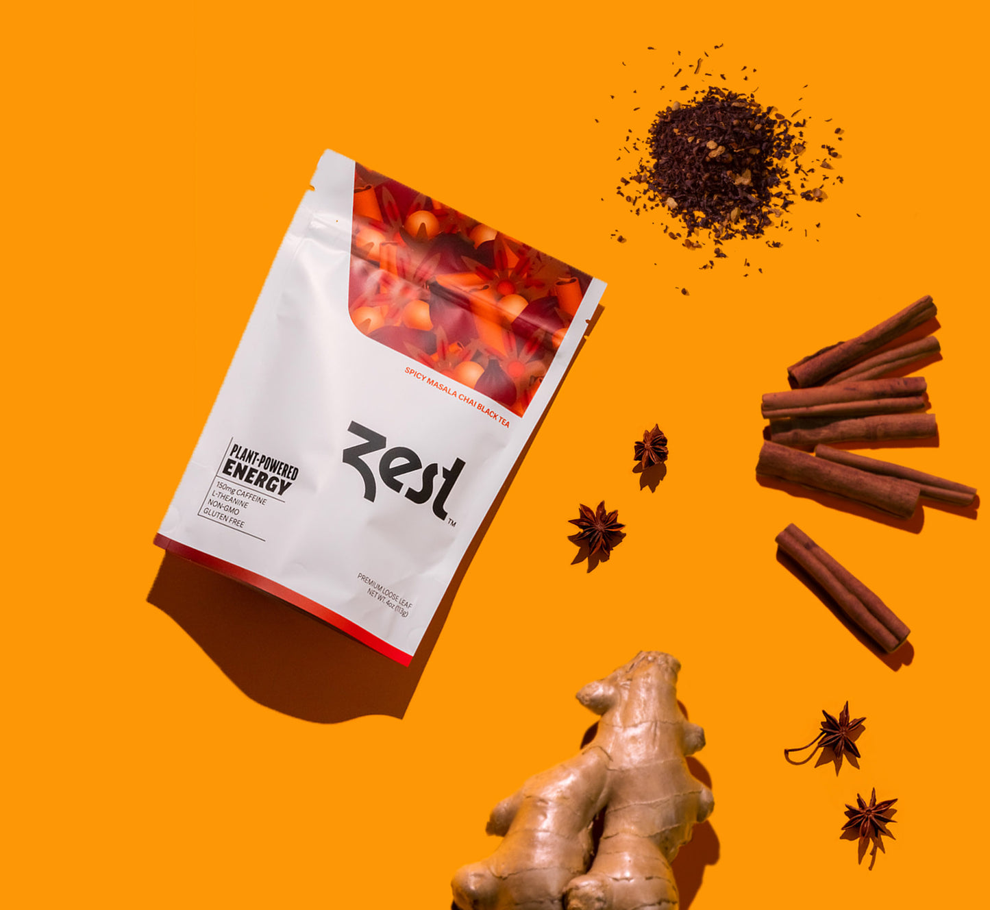 Zest Spicy Masala Chai Plant-Powered Energy - High Caffeine Loose Leaf