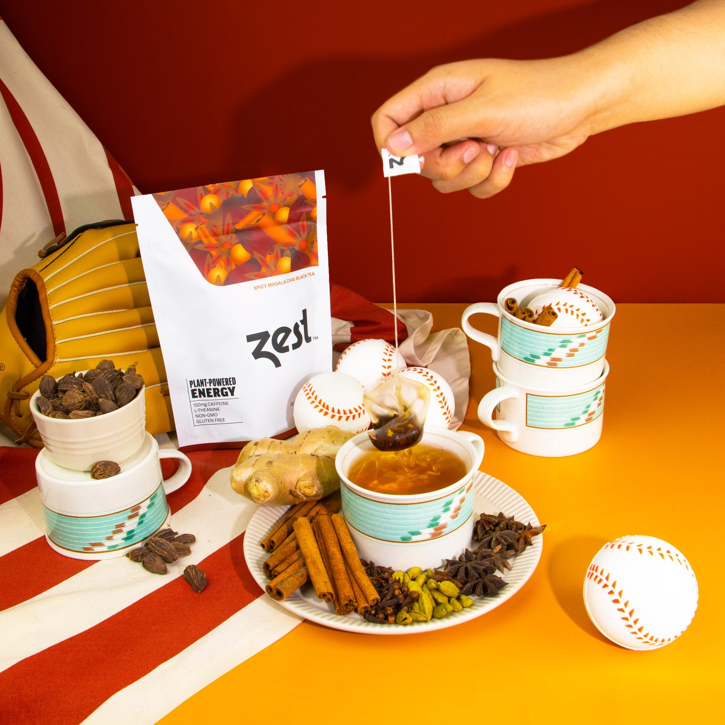 Zest Spicy Masala Chai Plant-Powered Energy - High Caffeine Tea Bags