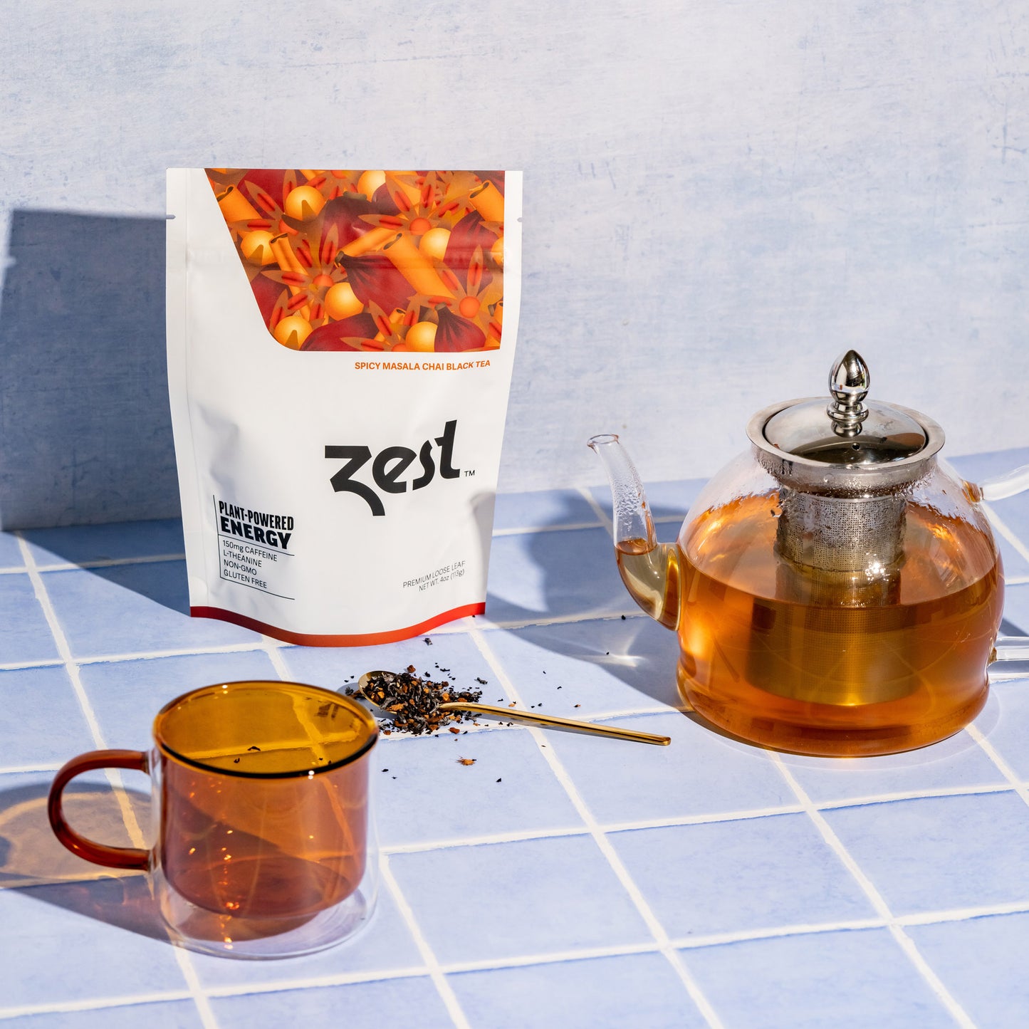 Zest Spicy Masala Chai Plant-Powered Energy - High Caffeine Loose Leaf