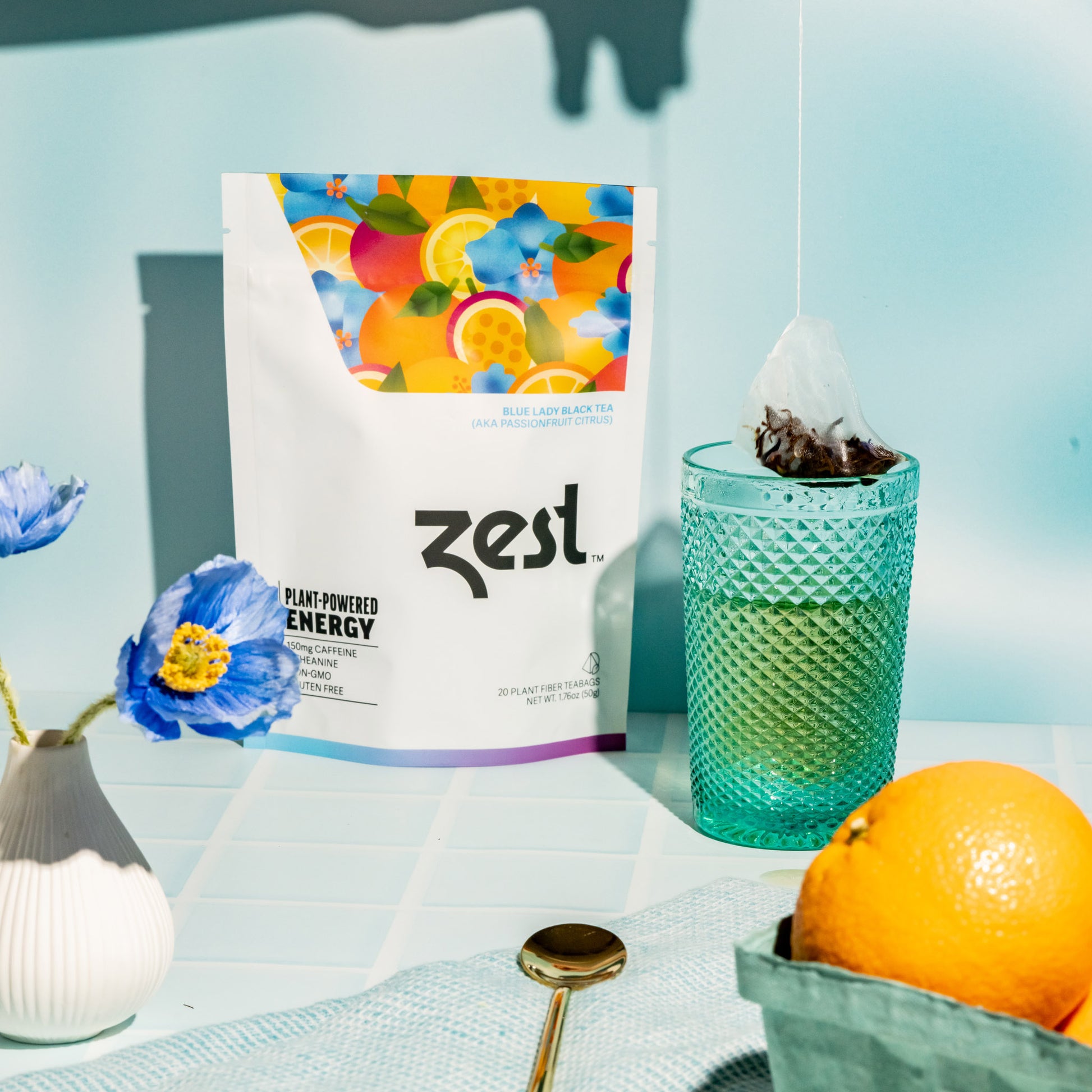 Zest Blue Lady Plant-Powered Energy - High Caffeine Tea Bags