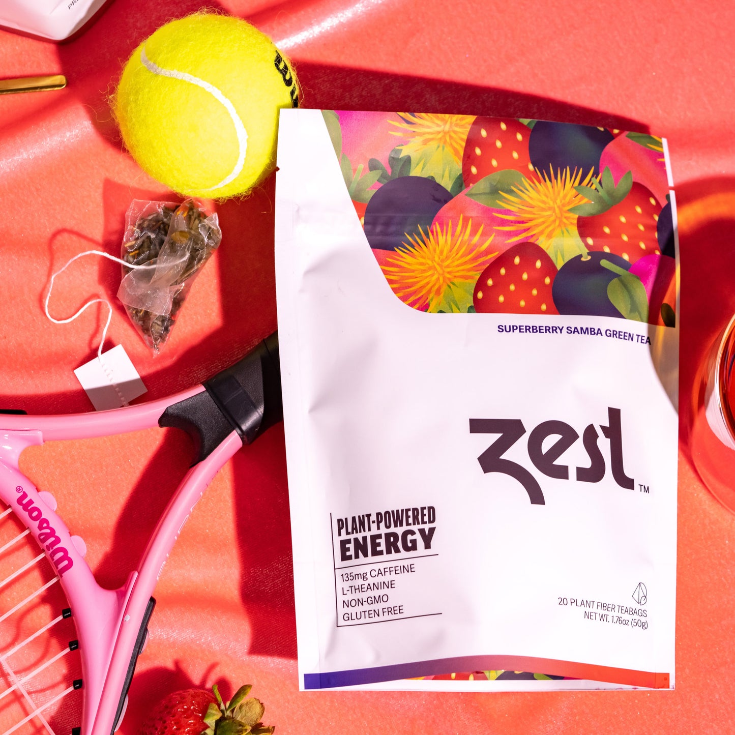 Zest Superberry Samba Plant-Powered Energy - High Caffeine Tea Bags