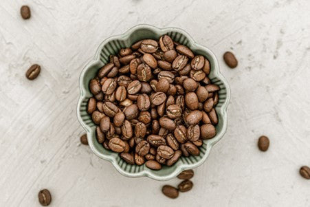 bowl of roasted coffee beans