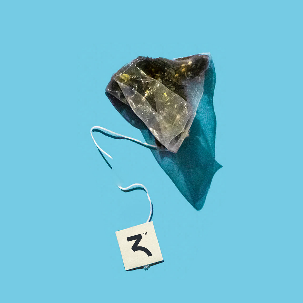 Pyramid tea bag close-up