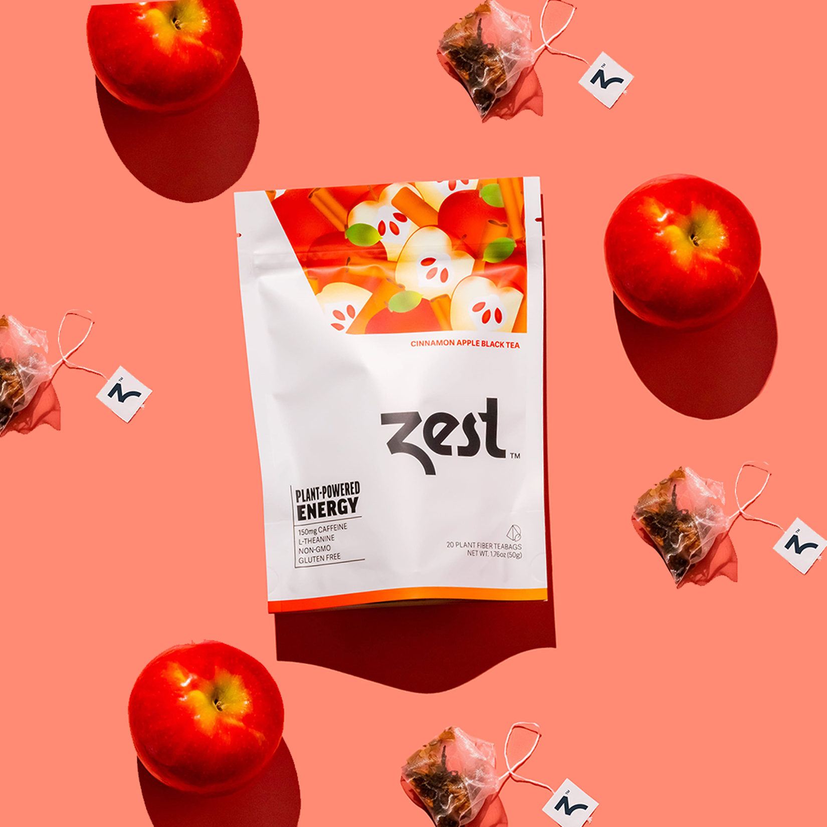 アップル”& Zest Cinnamon Apple Plant-Powered Energy - High Caffeine Tea Bags