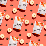 Zest Cinnamon Apple Loose Leaf pouches repeating pattern with apples on coral background
