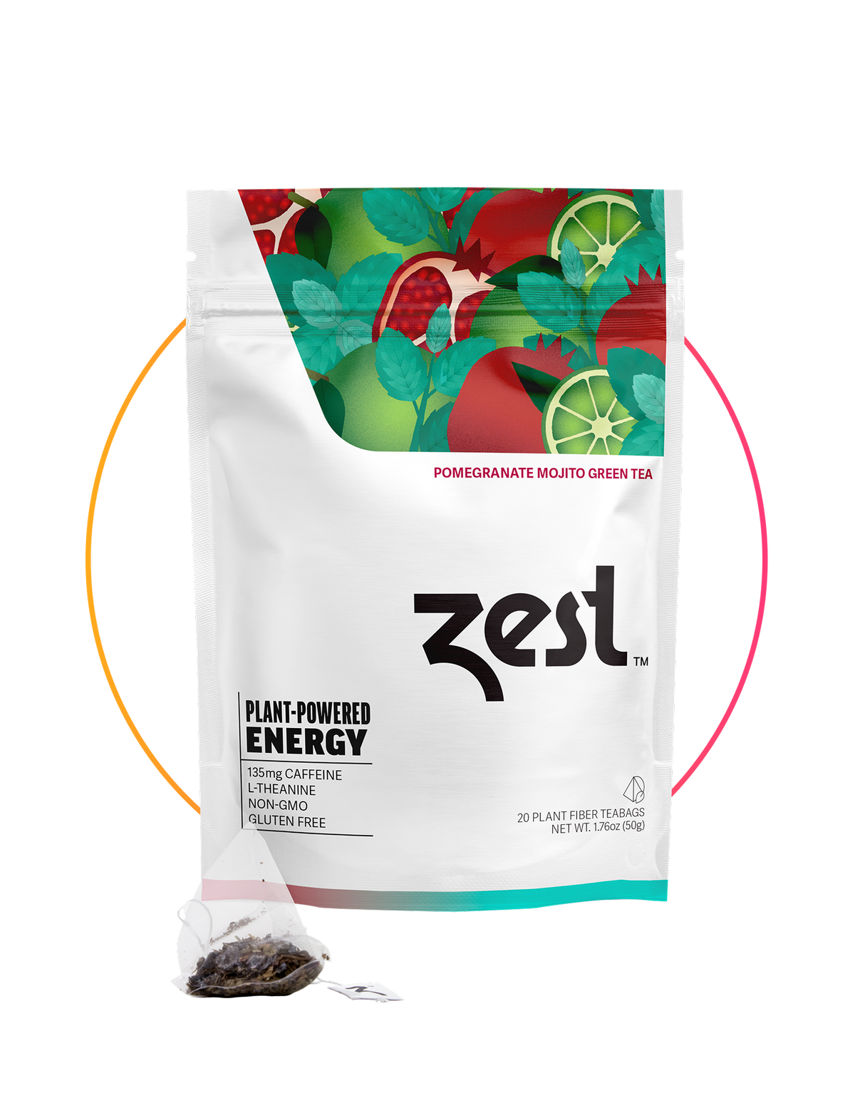 Zest Pomegranate Mojito Plant-Powered Energy - High Caffeine Tea Bags Zest Pomegranate Mojito Plant-Powered Energy - High Caffeine Tea Bags