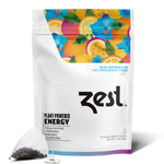 Zest Blue Lady 20ct pouch with tea bag on white background